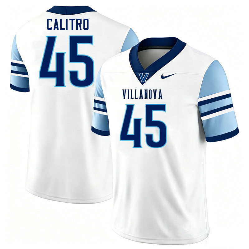Villanova Wildcats #45 Austin Calitro College Football Jerseys,Uniforms-White